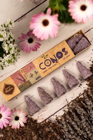 CONO LAVANDA Y FLORES VIOLETAS